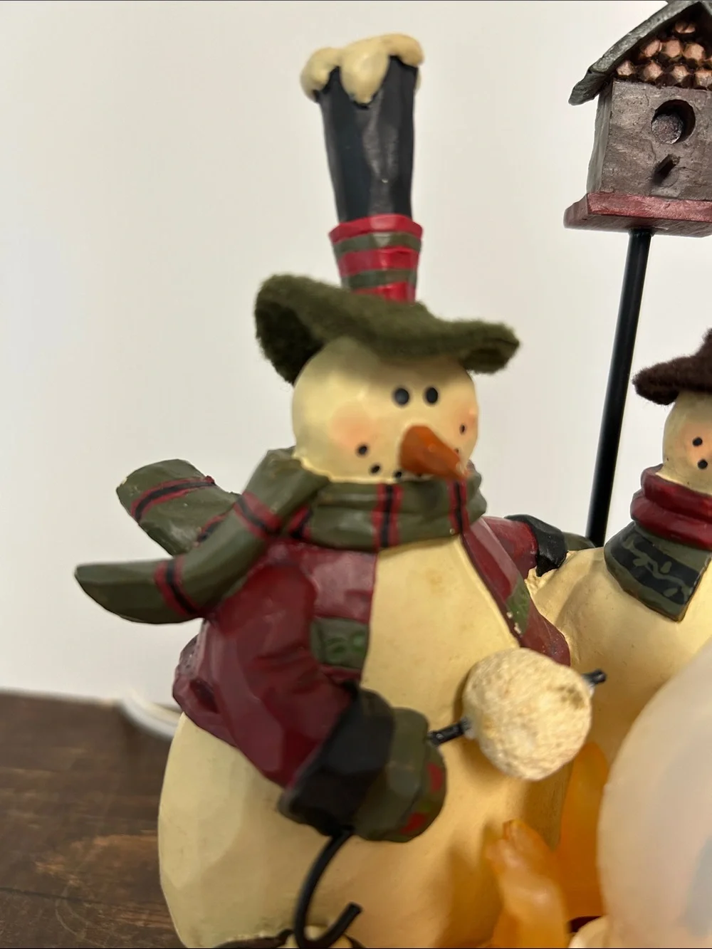 Crazy Mountain Holiday Resin Snowmen & Cardinal Lighted Winter Campfire Decor